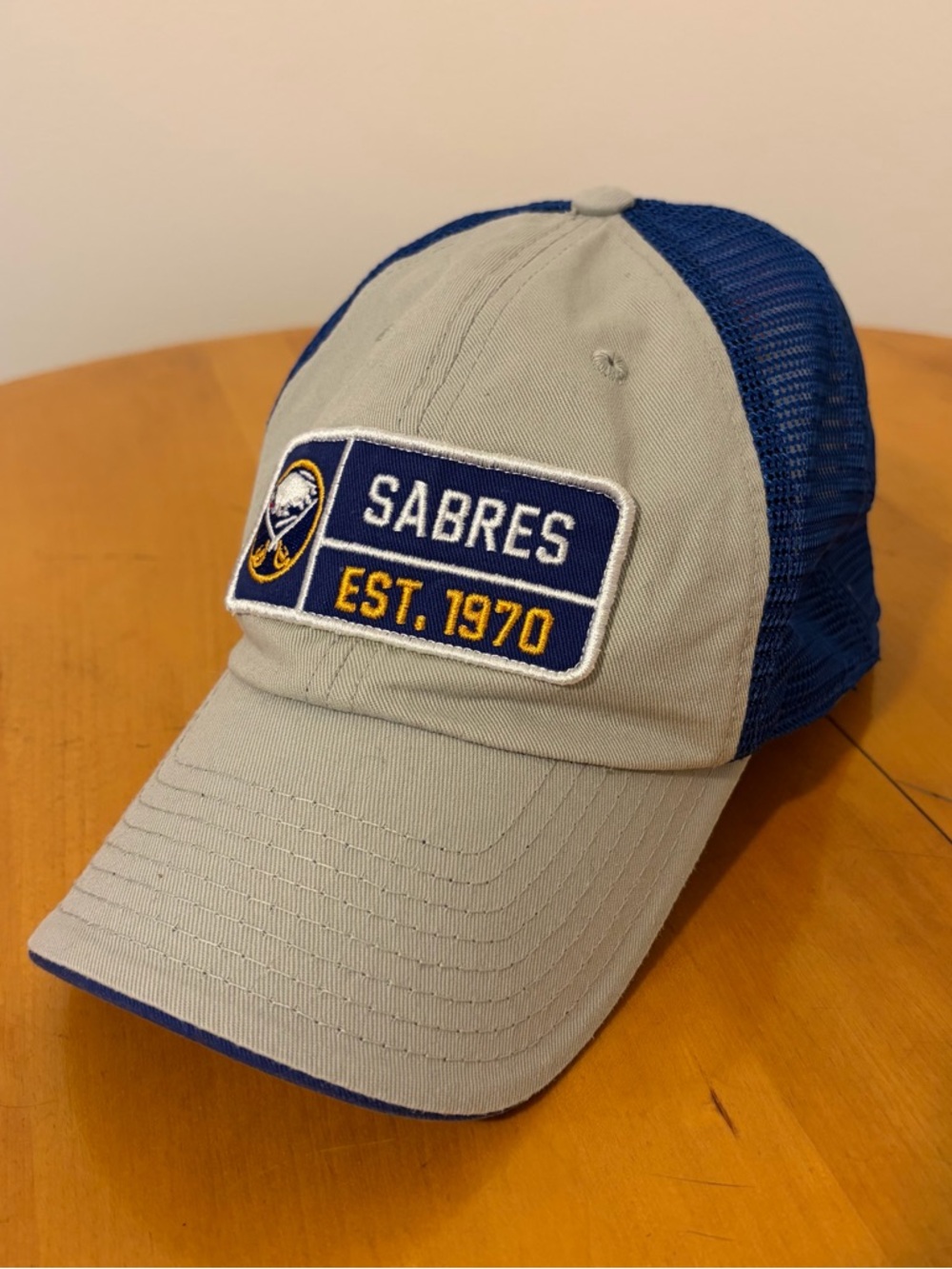 NHL Sabres Gray and Blue Mesh Trucker Hat